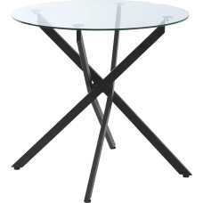 HOMCOM Side Table with Safety Glass, Round Coffee Table, Glass Table for Living Room, Bedroom, Metal, Black, 80 x 80 x 75 cm