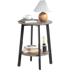 sthmec Side Table, Small Round Side Table with Storage Compartment for Small Space, 2-Tier Small Bedside Table, Sofa, Coffee Table, Round Accent Table, Bedside Tables for Living Room, Bedroom, Grey