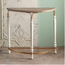 YHWKGZ Console Table, Console Table with Round Plate, with Wrought Iron Fittings, Compact Hallway Table for Hallway, Living Room, Sofa, Foyer, (Wit)