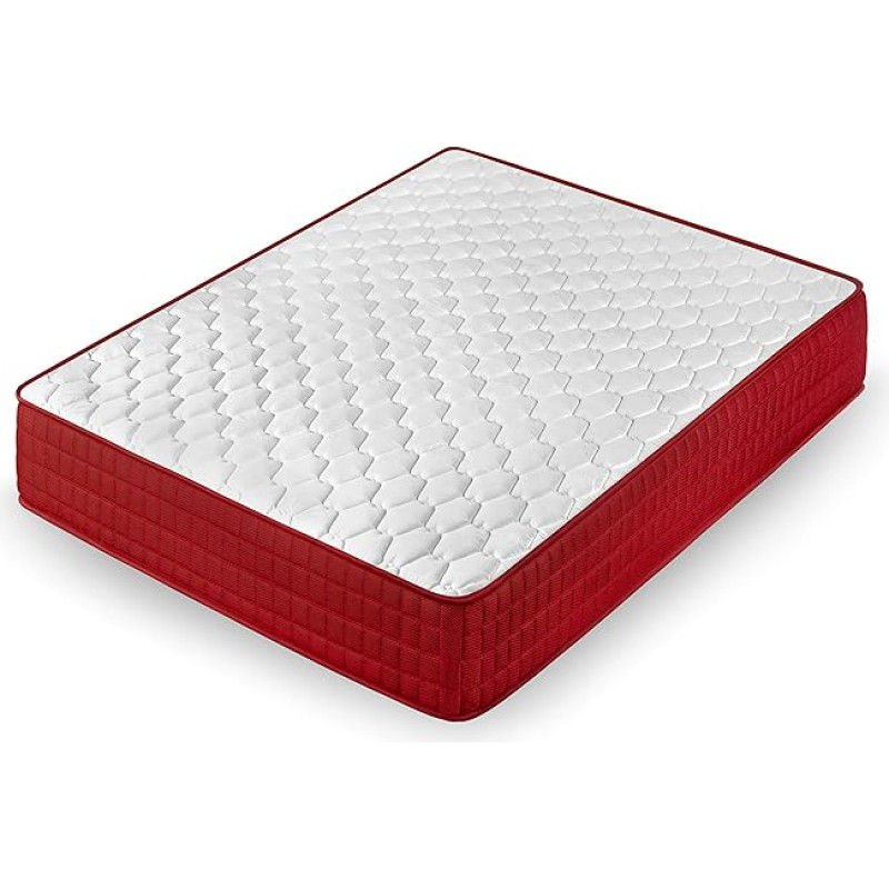 Cama express Thermic Plus Viscoelastic Mattress, Balance Between Firmness and Softness, Adaptable, Independent of Beds, Polyurethane, White and Red, 140 x 190/15 cm