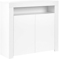 Modern Covina Half-Height Living Room Cabinet with LED Lighting 2 Doors White