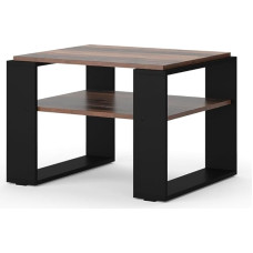 Vicco Helmet Coffee Table with Shelf, Antique Wood/Black, 65.6 x 55.8 cm with Shelf