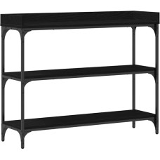 vidaXL Black Rectangular Side Table, Stylish Design for Living Room and Hallway, Wood Material and Metal, Ample Storage Space with Smooth Surface