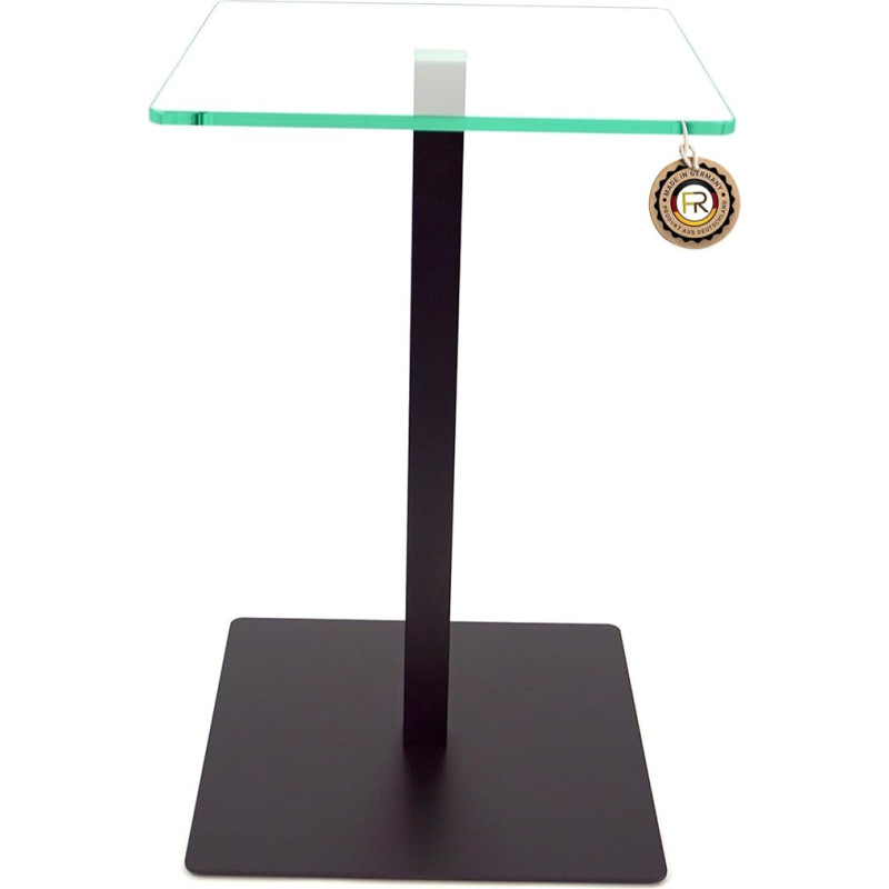 freeroom24 Designer Side Table Glass Black Matt 30 x 30 x 70 cm - Living Room Table - Sturdy Coffee Table - Practical Square Coffee Table - Small Coffee Table - Glass Table - Sofa Table - Made in