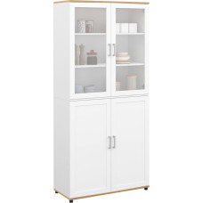 IDMarket Buffet Display Cabinet Tall Height 176 cm 4 Doors White and Wood