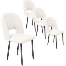 Hawthyhome Dining Chairs Set of 4 Dining Chairs Upholstered Seat Width 46cm Metal Legs Corduroy Fabric Load 136kg for Living Room Bedroom Study Beige