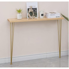 ZEOPLE Console Table, Narrow Sofa Table with Metal Frame for Hallway, Entrance, Office, Corridor, Coffee Table Behind Sofa, Easy Assembly (Gold, 90 x 20 x 80 cm)