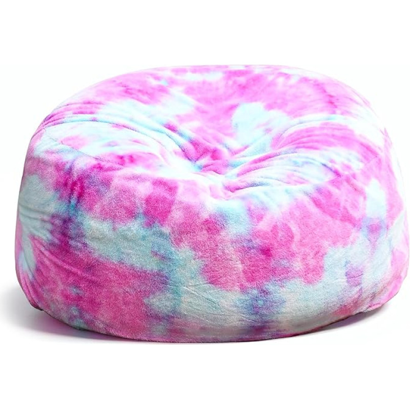 LiveGo Bean Bag Chair Cover Chair Cushion Cover Large Round Soft Fluffy PV Rabbit Plush Sofa Bed Living Room Bedroom Furniture 150cm Green Purple (Cover Only, No Insert)