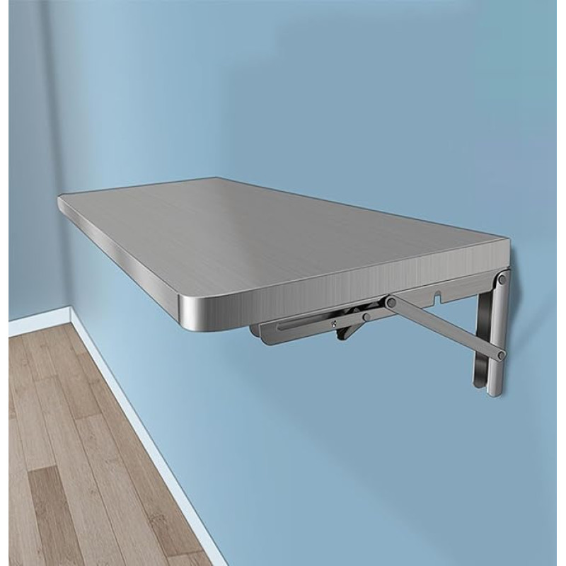 Klappbarer Wandtisch aus Edelstahl, platzsparender schwebender Schreibtisch für Arbeitszimmer, Schlafzimmer, Badezimmer, Balkon - Kompakte Werkbank (60 x 30 cm)