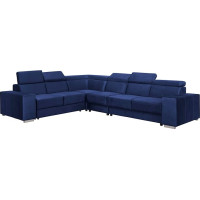 FORNIRO Alma Corner Sofa L-Shaped with Sleep Function - 330 x 265 x 85 cm - Navy Blue - Modern Living Landscape with Adjustable Headrests - Sturdily Built High Seat Comfort Many Colours Fabric