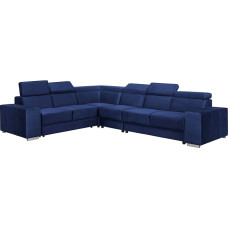 FORNIRO Alma Corner Sofa L-Shaped with Sleep Function - 330 x 265 x 85 cm - Navy Blue - Modern Living Landscape with Adjustable Headrests - Sturdily Built High Seat Comfort Many Colours Fabric