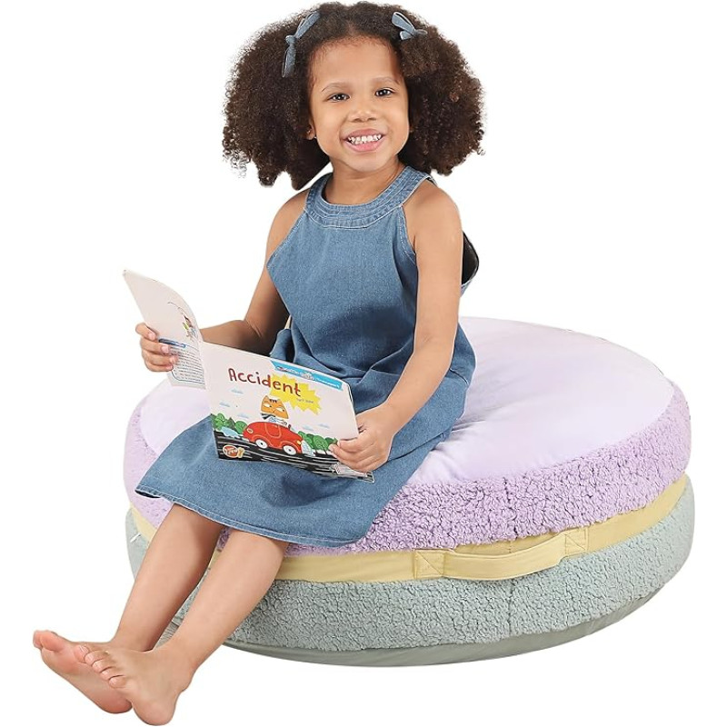 MOMCAYWEX Macaron Bean Bag Chair for Kids Teenagers Medium Bean Bag Sofa with Memory Foam Filling 70 x 70 x 34 cm Purple and Green