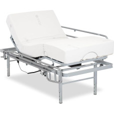 Gerialife - Electrically Adjustable Slatted Frame with Adjustable Legs / Orthopaedic Mattress 20 cm Visco Tencel (80 x 200 cm + Railing)