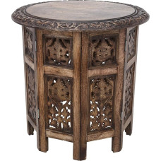 RAJRANG BRINGING RAJASTHAN TO YOU Oriental Round Wooden Side Table Stool Antique Wooden Table Coffee Table Foldable Woden Flower Stool for Decorative Sofa Living Room 45 cm