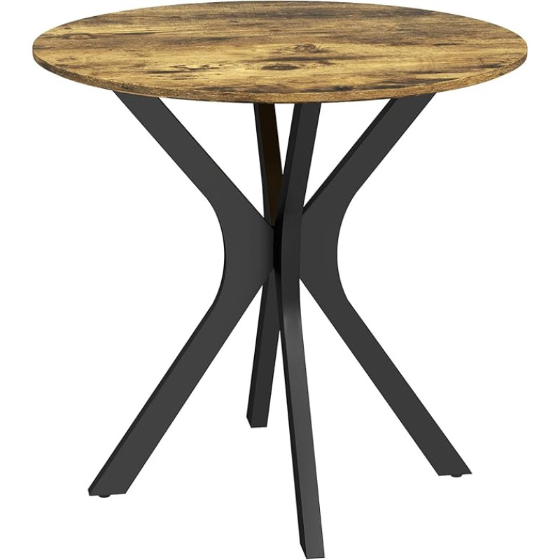 HOMCOM Dining Table 78 x 78 cm Round Kitchen Table for 2 People Dining Room Table with Spider Steel Frame Coffee Table for Kitchen, Dining Room and Living Room, Rustic Brown