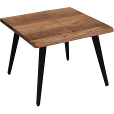 byLIVING Caddy Coffee Table / Side Table Solid Wood Acacia Natural / Metal Feet Black with Wane Edge / W 60 x H 45 x D 60 cm