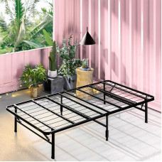 ZINUS SmartBase Single Bed Frame - Bed 90 x 190 cm - 35 cm Height with Under Bed Storage - Metal Platform Bed Frame Ideal for One Guest Bed - Black