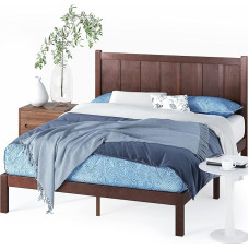 Zinus Adrian Wooden Bed 31 cm with Headboard | Solid Wood Grate | Wooden Slatted Stand | Easy Assembly | 180 x 200 cm | Rustic Style