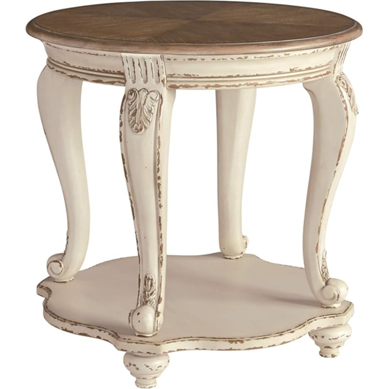 Signature Design by Ashley - Realyn Round End Table White/Brown Wood