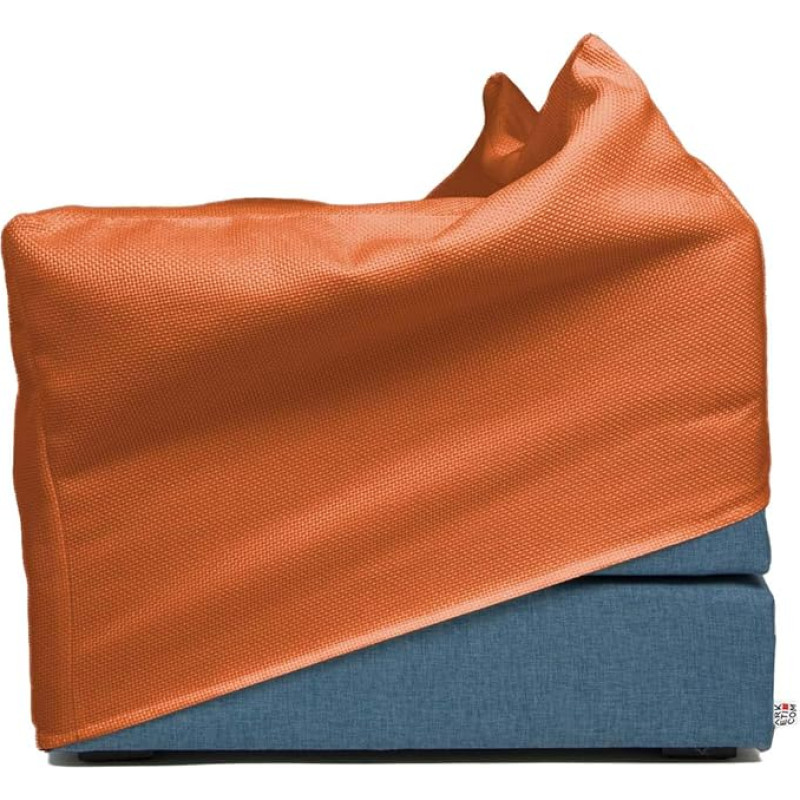 Arketicom Italian Folding Mattress, The Bed That Becomes a Puff, Blue Jeans Fabric Base and External Cover Orange 80 x 63 x 45 cm Artisans Italian Product 100% Hand Made