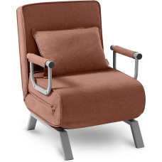 Makika TED 3-in-1 Sofa Bed with Armrests - Bed Function - Adjustable Backrest - Includes Pillow - Up to 200 kg - Folding Chair Recliner Sofa Bed Folding Bed Guest Bed Living Room Brown