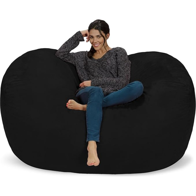 CHILL SACK 6ft Micro Suede Bean Bag with Black Cover