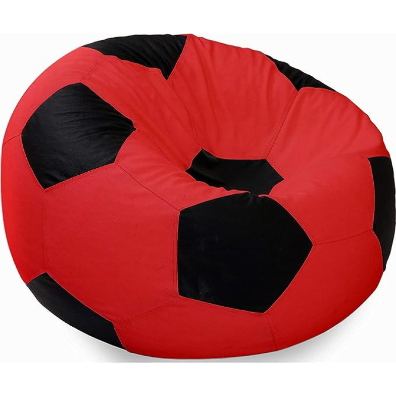Ample Decor Football Bean Bag Cover (Filler Not Included) Faux Leather Durable Double Stitched Material Sturdy Zippers Ideal for Kids and Teens Red and