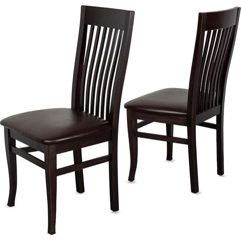 Staboos CH05 Dining Room Chairs Set of 2 Wooden Chairs up to 150 kg - Fully Assembled - Padded Kitchen Chair - Solid Beech Wood (Wenge - Brown)