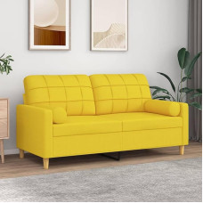ZEYUAN 3200787 2-Seater Sofa with Decorative Cushions Light Yellow 140 cm Fabric, Sofas & Couches, Sofa Living Room, Sofa for Teenager's Room, Relaxing Sofa, Sofa for Bedroom, Upholstered Sofa