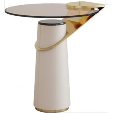 GLigeT Round Side Table Modern Stainless Steel Living Room Glass Worktop Decoration Coffee Table Bedroom Bedside Table Home Corner Side Table Coffee Table