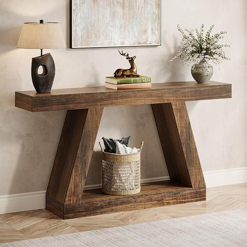 Tribesigns Console Table, 140 x 30 x 80 cm, Side Table, Hallway Table, Sofa Table for Small Space, Console Table with Storage Space in the Entrance Area for Entrance, Hallway, Living Room, Vintage