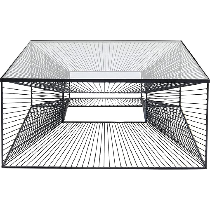 Kare Design Coffee Table Dimension, Black, Side Table, Living Room Table, Steel Frame, ESG Glass Table Top, Handmade, Square, 38 x 81 x 81 cm (H x W x D)