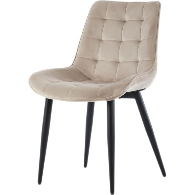 Vaiko Dining Room Chairs, Living Room Chairs, Kitchen Chairs, Velvet Quilted, Set of 2, Metal Frame (Beige)