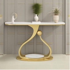 80cm Console Entrance Area with Faux Marble Table Top, Tables Behind Couch and Sofa, Table Top and Frame Colours Can Be Customized (Gold)