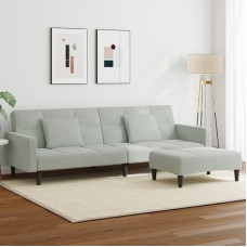 Xichuzi Schlafsofa 2-Sitzer mit Fußhocker Hellgrau Samt, Sofas & Couches, Sofa Wohnzimmer, Relaxsofa, Sofa Für Schlafzimmer - 3258116