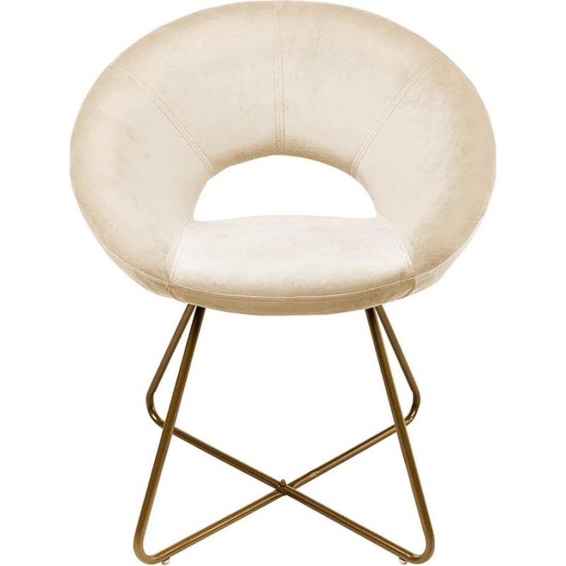 Home Deluxe - Velvet, SELESA Dining Room Chairs Including Masei Table Beige Cover: Velvet Fabric Frame: Gold, Powder-Coated, Max. 120 kg I Round Chair Kitchen Chair Upholstered Chair