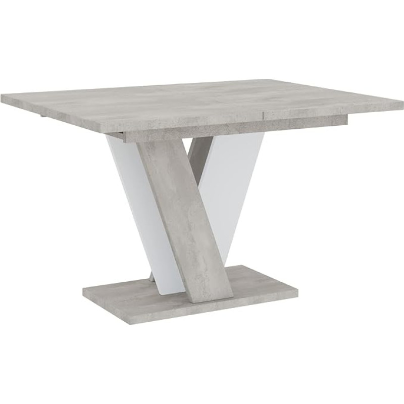 PROROOM FURNITURE - Nevi Table - Dining Table - with V Frame - Column Table - Rectangular - 120x90x75 cm - Extendable to 160 cm - Modern - for Dining Room, Kitchen, Living Room, Salon - White