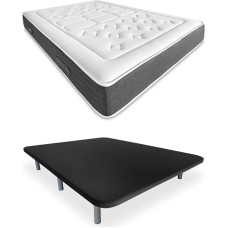 Duérmete Online 3D Memory Foam Padding with 5 Reinforcement Rods Bio Nature + 6 Metal Feet 27cm 150x190 Black