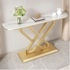 Moderner Konsolentisch mit goldenem Akzent für Eingangsbereich, Flur und Wohnzimmer – stilvoller Foyertisch, 100 cm/39,4 Zoll, dekorativer Sofatisch für die Inneneinrichtung.