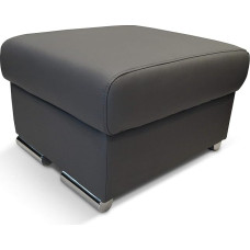 Quattro Meble Toledo Dark Grey Long Life Real Leather Stool Anthracite Foldable with Storage Space Stool Cowhide Seat Cube 60 x 55 cm Foot Stool Upholstered Stool Real Leather Puff
