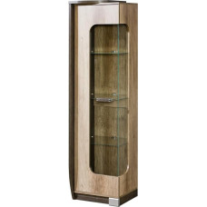 MINIO go for it - Romeo Left Display Cabinet 50 cm Glass Display Cabinet with 1 Door, Glass Display Cabinet with 3 Shelves, Standing Glass Display Cabinet, Living Room Furniture Set, Arusha/Canyon Oak