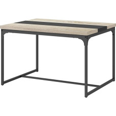 HOMCOM Dining Room Table with Table Top Kitchen Table for 6 Seater Industrial Style Black Metal Wood 120 x 89 x 75.5 cm (L x W x H)