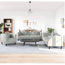 qohoio 3-Piece Sofa Set with Cushion Sofa Living Room Sofa Set Living Room Sofa Set Sofas for Living Room Light Grey Velvet