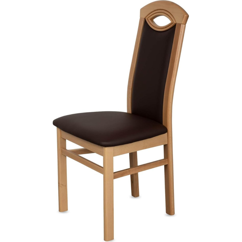 KEHO Dining Room Chairs Set of 2 (CH58) - up to 150 kg - Made of Solid Beech Wood - Dining Room Chairs - Ready Assembled (Natural - Brown)