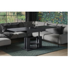 Endo-Moebel ISO Coffee Table, 110-170 cm, Dining Table, Expandable & Height-Adjustable, Double Lift (Dark Concrete)