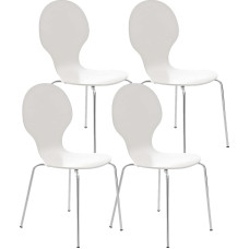 CLP Reception Chair/Stacking Chair DIEGO (4x), robust and easy-care, with ergonomically formed seat made of wood, choose from up to 12 colours white