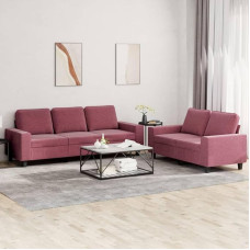 LAPOOH 3201904 2-Piece Sofa Set Wine Red Fabric, Lounge Sofa, Sofas & Couches, Relaxing Sofa, Couch for Living Room, Couch with