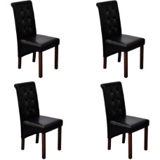 Chaise antique simili cuir noir (lot de 4)