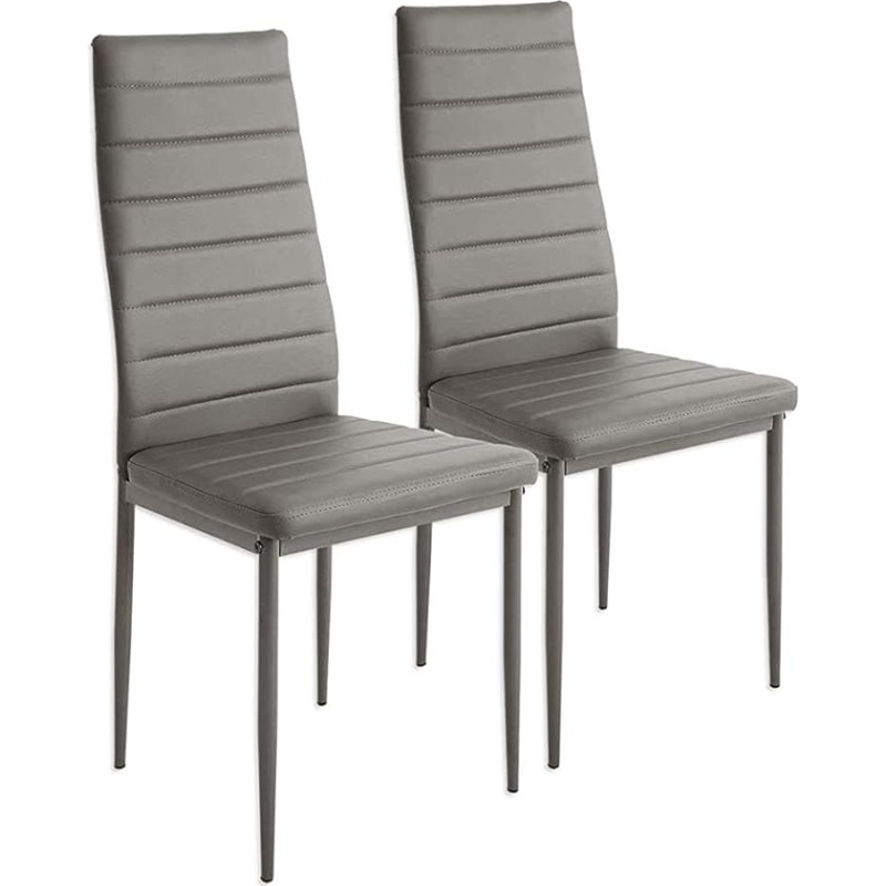 Loud Faux Leather Dining Chairs Upholstered Seat Back Dining Chair Set SGS Approved (Grey)