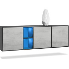 Vladon Cuba Chest of Drawers, Made in Germany, Matte Black / Concrete Oxide Look, Modern Sideboard for Your Living Area, (W x H x D) 182 x 53 x 35 cm